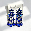 Alloy Rhinestone Flower Teardrop Stud Dangle Earrings for Women WGA45C1-04-1