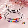 2Pcs Pride Month Evil Eye Glass Seed Beaded & Handmade Lampwork Braided Bead Bracelets MO7433-1-1