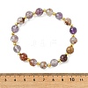 Round Natural Rutilated Quartz & Brass Beaded Stretch Bracelets for Women BJEW-JB14054-4