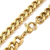 Ion Plating(IP) 304 Stainless Steel Cuban Link Chain Necklace for Men Women NJEW-C013-01G-3