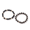 2Pcs 2 Style Natural Lava Rock & Wood & Synthetic Hematite Stretch Bracelets Set BJEW-JB08417-4