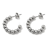 Non-Tarnish 304 Stainless Steel Round Beaded C-shape Stud Earring STAS-P319-37P-1