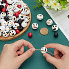 180Pcs 6 Styles Christmas Snowman Print Wood European Beads WOOD-PH0003-03B-3