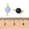Dyed Natural Agate Faceted Round Connector Charms KK-C097-04G-01-3