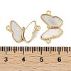 Brass Micro Pave Clear Cubic Zirconia Pave Natural Shell Butterfly Connector Charms KK-P283-05G-3