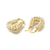 Rack Plating U-Shaped Brass & ABS Imitation Pearl Hoop Earrings EJEW-I310-18G-2