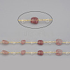 3.28 Feet Handmade Natural Strawberry Quartz Beaded Chains X-CHC-I031-11D-1