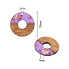 Transparent Resin & Walnut Wood Pendants RESI-CJ0001-75-2
