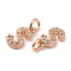 Brass Micro Pave Grade AAA Cubic Zirconia Charms ZIRC-P067-11RG-S-NR-3