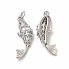 Rack Plating Brass Micro Pave Cubic Zirconia Fish Pendants KK-H436-09P-1