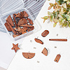 Olycraft 14 Pairs 7 Style Walnut Wood Stud Earring Findings MAK-OC0002-02-5