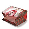 Christmas Theme Tartan Non-woven Fabric Gift Tote Bags with Handle ABAG-G017-01C-4