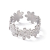 Non-Tarnish 304 Stainless Steel Ring Flower Wrap Open Cuff Ring for Women RJEW-C045-17P-2