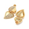 Heart Brass Pave Clear Cubic Zirconia Stud Earrings EJEW-M258-81G-2