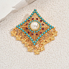 Bohemian Style Rhombus with Butterfly Alloy Plastic Pearl Brooches for Backpack Clothes TA3973-5
