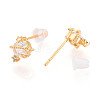 Planet Brass Micro Pave Clear Cubic Zirconia Stud Earrings EJEW-T047-42G-2