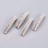 Silver Color Plated Alloy Middle East Rhinestone Tube Beads X-ALRI-H264-S-1