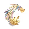 304 Stainless Steel Enamel Cuff Bangles for Women BJEW-F518-07G-2