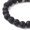 Dyed Colorful Natural Lava Rock & Rhinestone Beaded Stretch Bracelets for Women BJEW-JB09668-01-4