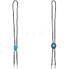 2Pcs 2 Styles Alloy & Synthetic Turquoise Oval Triangle Pendant Boho Tie Lariat Necklaces NJEW-GF0001-18-7