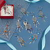 18Pcs 9 Colors Woven Net/Web with Wing Tibetan Style Alloy Keychain KEYC-AB00028-6