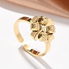 304 Stainless Steel Clover Open Cuff Rings for Women RJEW-A052-05G-1