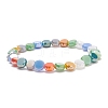 Glass Flat Round Beaded Stretch Bracelet for Women BJEW-JB08226-1