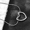 201 Stainless Steel Hollow Heart Pendant Snake Chain Necklaces for Women LS-NJEW-B124-02P-4