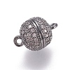 Brass Micro Pave Cubic Zirconia Magnetic Clasps with Loops ZIRC-G097-01-2