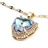 Tiger Head Light Gold Brass Micro Pave Cubic Zirconia Pendant Necklaces NJEW-E105-18KCG-03-1