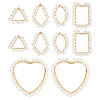 10Pcs 5 Styles Transparent Glass & Brass Pendants PALLOY-AB00162-1