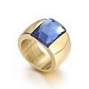 304 Stainless Steel & Glass Finger Rings FS-WGBA2F3-22-1