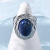 Oval Natural Lapis Lazuli Finger Rings RJEW-M063-01P-14-2