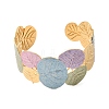 304 Stainless Steel Colorful Enamel Wide Cuff Bangles for Women BJEW-A159-01A-G-2