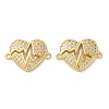 Rack Plating Brass Cubic Zirconia Heart Connector Charms KK-C084-08B-G-1