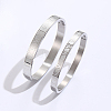 Non-Tarnish 2Pcs 2 Style Stainless Steel Hinged Bangles for Women QR1999-2-1