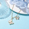 Natural Shell Butterfly Pendant Necklace with Brass Cable Chains NJEW-TA00133-3