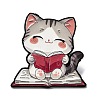 Cat Reading Book Enamel Pins JEWB-I055-05EB-03-1