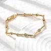 Bamboo Brass Micro Pave Clear Cubic Zirconia Link Chain Bracelets BJEW-C130-05G-3