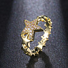 Star Brass Micro Pave Clear Cubic Zirconia Finger Rings for Women FS-WGB2D32-11-1