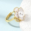 Adjustable Brass Micro Pave Cubic Zirconia Enamel Finger Rings CU-CBABA66-01B-G-2