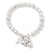 Alloy & Pearlized Glass Pearl Beads Stretch Bracelets for Women BJEW-JB11364-01-1