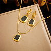 Trapezoid Stainless Steel with Natural Shell Pendant Necklaces & Hoop Earrings Sets WG9CFB5-01-1
