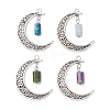 4Pcs 4 Styles Natural Apatite & Amethyst & Aquamarine & Canadian Jade Faceted Column Pendants PALLOY-JF02970-1