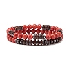 Natural & Synthetic Mixed Stone Beads Energy Stretch Bracelets Set BJEW-JB07142-2
