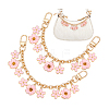 2Pcs Alloy Enamel Pink Flower Charm Cable Chain Bag Decorative Chains HJEW-PH02296-6