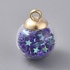 Glass Ball Pendants GLAA-WH0015-26K-1