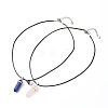 Natural Rose Quartz & Lapis Lazuli Double Terminated Pointed Pendants Necklaces Set for Couples Best Friends NJEW-JN03675-2