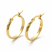 201 Stainless Steel Grooved Hoop Earrings with 304 Stainless Steel Pin for Women EJEW-M214-11B-G-2