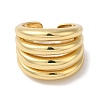Rack Plating Brass Grooved Open Cuff Rings RJEW-S407-03G-2